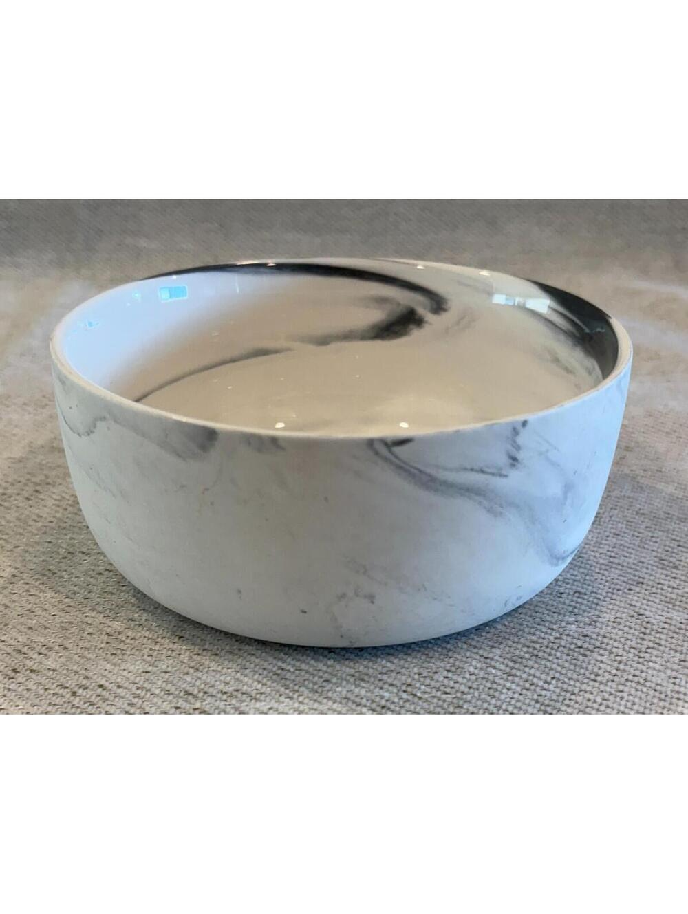 CB2 Jennifer Fisher Swirl Soup Bowl Marbleized Black & White Porcelain Discontin